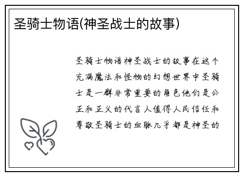 圣骑士物语(神圣战士的故事)